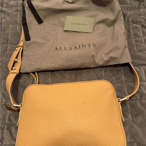 All Saints Tan Leather Crossbody Bag